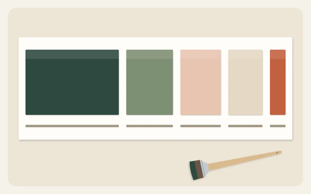 Five paint swatches of different widths: a dominant color, two secondary colors, a neutral and an accent